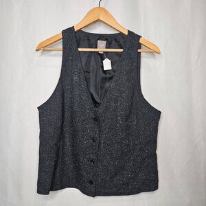 J. Jill Charcoal Grey Tweed Button-Front Vest
